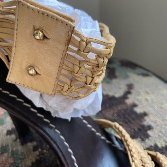 Roberto Cavalli Braided Sandals Desert Sand Color Made in Italy 38 - Picture 4 of 10